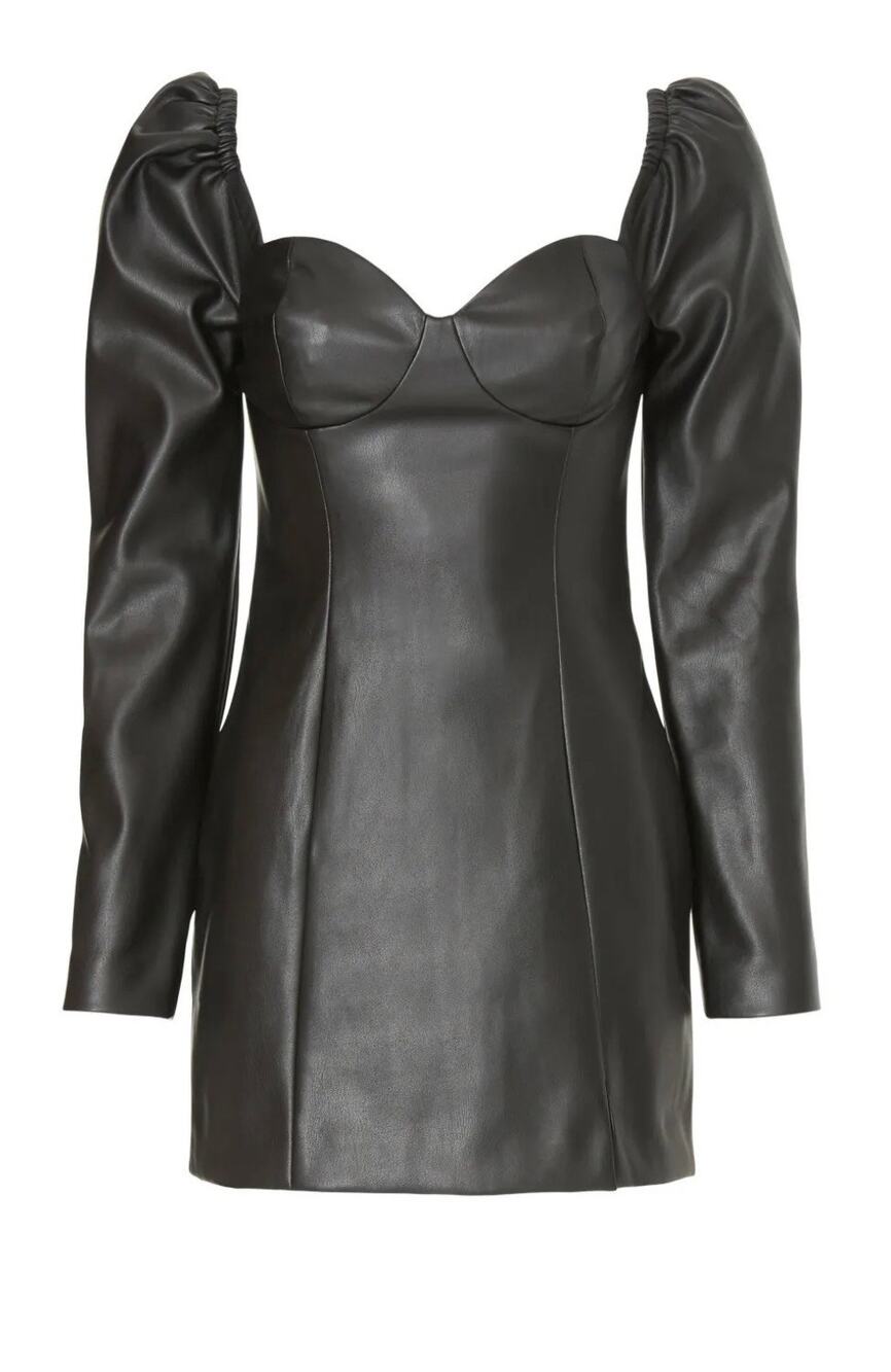 Louna Faux Leather Mini Dress Black Size Large